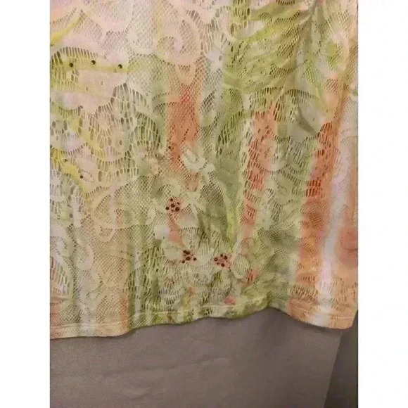 Alfred Dunner Petite Yellow/Green Beaded Short Sleeve Top Women’s Size:PXL - Picture 6 of 6